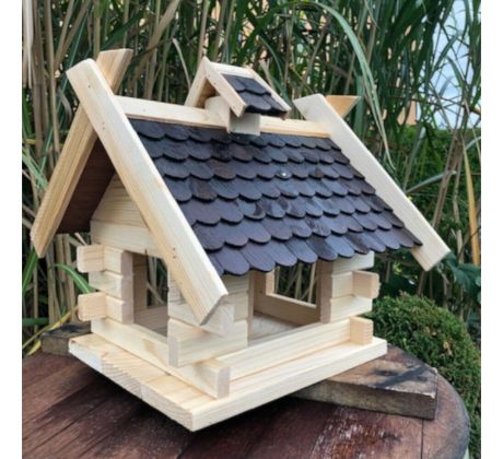 Darlux Ptačí budka rustik, světlé dřevo, černá střecha