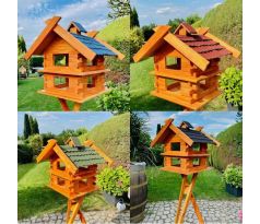 DARLUX obdélníková ptačí vila XL dvoupatrová ptačí budka krmítko, možno objednat se stojanem