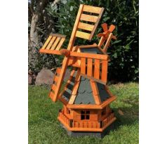 DARLUX Šestihranný zahradní větrný mlýn vyrobený ze dřeva zelený s vrtulí s kuličkovými ložisky výška 500 mm