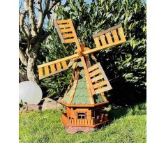 DARLUX Šestihranný zahradní větrný mlýn vyrobený ze dřeva vel.2 zelený s vrtulí s kuličkovými ložisky výška 950 mm